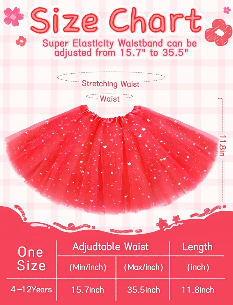 Lainlight Store Tutu for Girls Stars Sequins Princess Ballet Dress Tulle Skirt for Girls 4-12 Years 3 Layered - Image 2